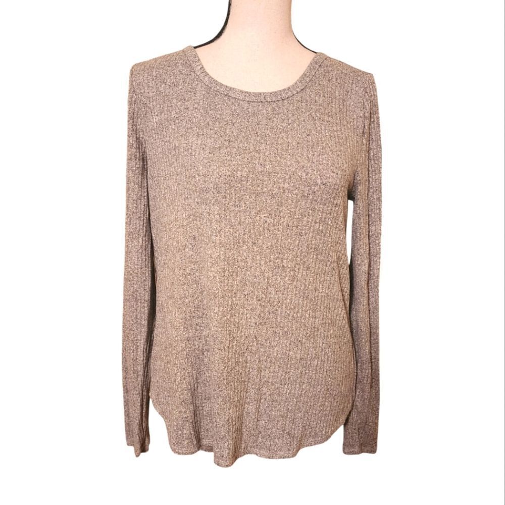 Old Navy Long Sleeve Ribbed Tee in Marled Grey, Sz. S